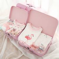 Vente en gros personnalisé imprimé rose adorable bébé carton valise boîte-cadeau serrure avec poignées pour vêtements couvertures