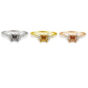 Bagues de fiançailles pour femmes design romantique personnalisé de qualité supérieure en or blanc massif 18 ct diamant véritable solitaire semi-monté - Product Image 4