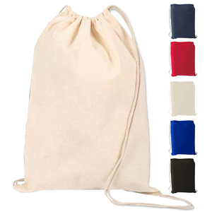 Custom Printed Logo Durable Cotton Canvas Sports Drawstring <b>Backpack</b> Bags for Education <b>Training</b> and Promotional Gifts - Product Image 2