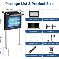 Tueur d'insectes électronique professionnel à énergie solaire, anti-moustiques, anti-insectes, piège à lumière LED, lampe à appât, Katcher, intérieur/extérieur