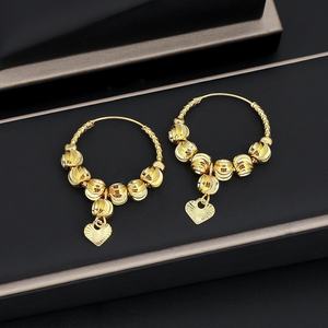 Pendientes de Aro Modernos Unisex JXX, Joyería de Latón Chapado en Oro, Diseño de Corazón con Cuentas, para Fiesta - Product Image 2