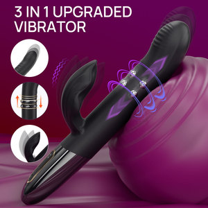 Nouveau design, charge USB, 10 modes, vibromasseur 3 en 1 avec boule roulante pour femmes, vibromasseur en silicone, jouet sexuel - Product Image 2