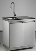 Cuisine extérieure modulaire avec barbecue au gaz, évier et réfrigérateur en acier inoxydable 304 pour cour et patio