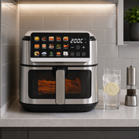 Friteuse à air électrique 8L personnalisée en promotion avec double élément chauffant, fenêtre visible et minuterie 60 minutes pour cuisines domestiques