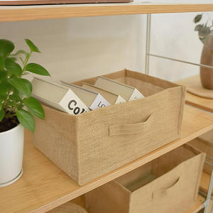 Boîte de rangement en coton et jute, rectangulaire, pliable, organiseur de jouets, grande capacité, panier de rangement pour la maison, solution de rangement pour enfants - Product Image 3