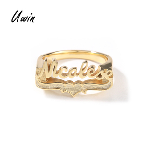 UWIN 925 Silver Custom <strong>Name</strong> Gold Finished Finger <strong>Rings</strong> for Men Sterling Silver Personalized Jewelry - Product Image 1