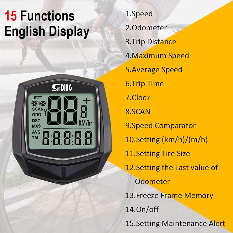 Compteur De Vitesse Vélo Sans Fil Imperméable – Odomètre Multifonction Avec Rétroéclairage, LCD, Montre, Distance, Vitesse