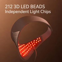 Masque LED rechargeable pour le visage et le cou, 4 modes d'éclairage, sans fil, masque de soin du visage et du cou, appareil de beauté LED rouge