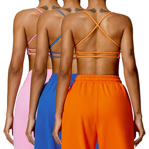 CWX8507-2裸体瑜伽文胸拉丝跑步运动文胸快干隐藏橡皮筋下摆交叉美容背部健身文胸 - Product Image 6