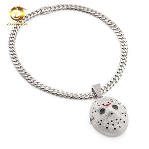 祖安法定制周五第13个主角杰森·沃希斯吊坠VVS莫桑石嘻哈珠宝魅力925银吊坠 - Product Image 6