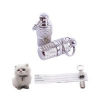 Mini-étiquette d'identification anti-perte en métal argenté pour animaux de compagnie, tube cylindrique pour collier de chien, chat et chiot, avec espace pour adresse et nom