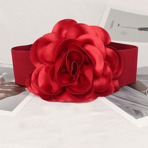 Robe de soirée pour femme <span class=keywords><strong>Corset</strong></span> Waist Handmade Large Fabric Flower Belt for Girls With 8 Colors - Product Image 3