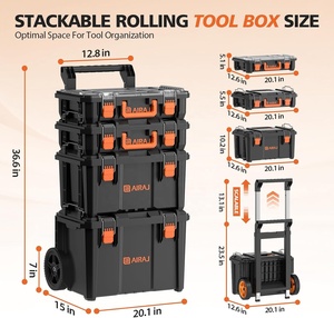 Juego de Cajas de Herramientas AIRAJ 4 en 1, Apilables, Rodantes, de Plástico Resistente, Carro de Herramientas Modular, Cajas de Almacenamiento de Herramientas - Product Image 1