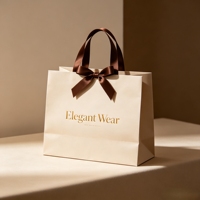 Sacs de shopping de luxe personnalisés avec logo imprimé, en carton ivoire enduit de cire, bleus, avec poignées en ruban et corde, gaufrés, pour cadeaux et vente au détail