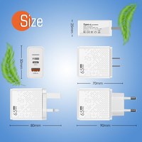 Cargador USB C GaN de 65 W con Carga Rápida PD QC 3.0, Adaptador de Teléfono con Cargador USB Tipo C para iPhone 15 Huawei