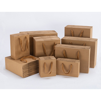 Emballage en carton de luxe personnalisé, sac en papier artisanal brun Kraft avec poignées en ruban