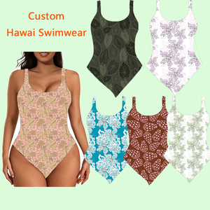 Costume da bagno intero senza maniche con stampa hawaiana per bambine/donne, produzione di massa 2026 - Bikini da spiaggia per ragazze - Product Image 1
