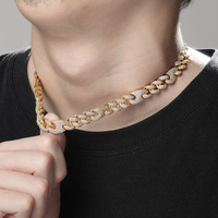 Collier chaîne cubaine en strass dorés pour hommes et femmes, bijoux de déclaration hip-hop glacés