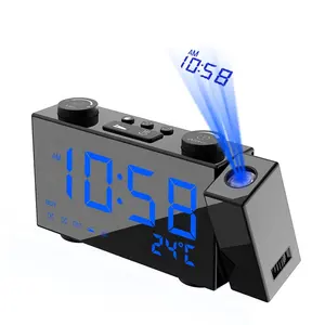 2024 New LED Digital Alarm Clock Projection Smart Alarm Clock With FM Radio Snooze Smart Table Clock