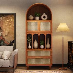 Fabricant Professionnel – Bibliothèque Modulaire Arquée Personnalisable <span class=keywords><strong>en</strong></span> Noyer, Style Mid-Century Moderne, Écologique et Durable pour Salon - Product Image 2
