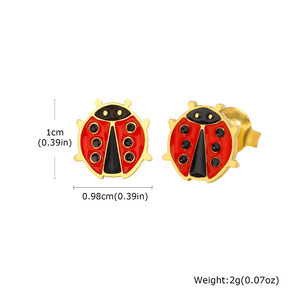 Unicorno elefante divertente in acciaio inox <span class=keywords><strong>orecchini</strong></span> alla moda Nail Card orecchio ventilato gioielli per bambini colla-cadere <span class=keywords><strong>coccinella</strong></span> accessori - Product Image 6