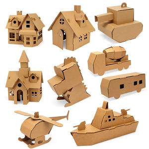 Jouet de maison en papier à assembler soi-même pour enfants de maternelle, graffiti, aquarelle, dinosaure, char d'assaut, avion, <span class=keywords><strong>voiture</strong></span> - Product Image 1