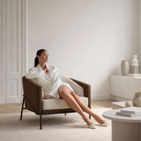 Moderner Holz-Lobby-Sessel für Hotels, Café-Möbel, Lounge-Stuhl, Luxuriöses Einzelsofa, Elegantes Sofa für Zuhause, Büro und Schlafzimmer