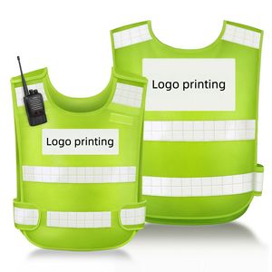 سترة عاكسة مخصصة بشعار الشركة، سترة أمان عاكسة قابلة للتنفس مع حزام خصر قابل للتعديل، باللون الأصفر والأخضر للبناء وحركة المرور - Product Image 5