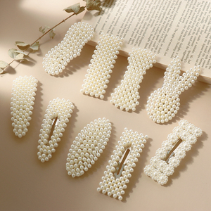 Bộ kẹp tóc hình hoa hình học thủ công, kẹp tóc ngọc trai ngọt ngào dành cho nữ, phụ kiện tóc kim loại thanh lịch - Product Image 6