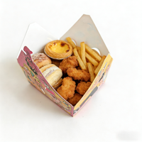 Boîte à collation jetable en carton à compartiments, motif dessin animé, taille personnalisable, emballage polyvalent pour pâtisseries, poulet frit, frites, sur mesure