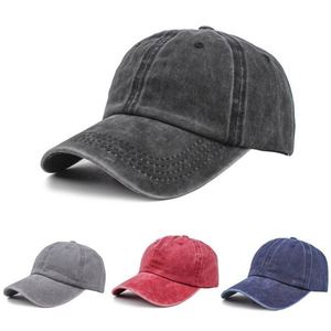 Casquettes de baseball vintage en coton uni délavé et vieilli, ajustables, de haute qualité, à 6 panneaux, avec logo brodé personnalisé - Product Image 2