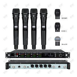 Système de microphone karaoké UHF haute performance à 4 canaux (main, casque et cravate) modèle EIF AD4Q pour scène - Prix de gros - Product Image 2