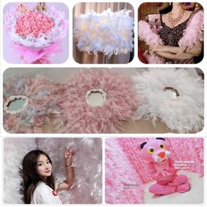 Turquoise plume tissu feu pièce teint bord plume dentelle pour barre de mariage danse latine bricolage vêtements accessoires avec poupée - Product Image 4