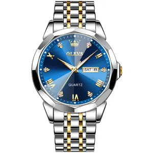 OEM özel logo sıcak satış iş moda klasik takvim benzersiz tasarım paslanmaz çelik aydınlık diy erkek quartz saat