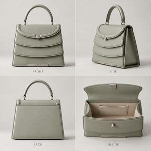 Bolso de Mano Elegante de Cuero PU para Mujer, Tres Capas, Diseño de Aspas de Ventilador, Bolso de Hombro a la Moda, Logotipo Personalizado, Fabricante de Marca Personal - Product Image 4