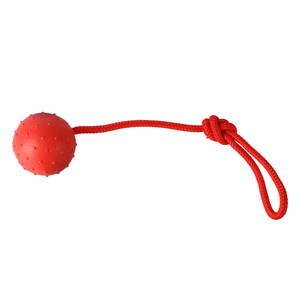 Dog Training <b>Ball</b> With Rope Rubber Chew Resistant Solid Bouncy Pet Toy For Interactive Play - Product Image 1