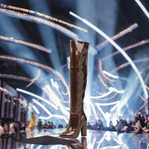 Botas Altas de Tacón Grueso para Mujer, Talla Grande 46, Estilo Western, por Encima de la Rodilla, de Piel Sintética Brillante con Estampado de Serpiente, para Invierno - Product Image 2