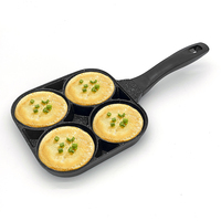 Poêle à frire à fond plat pour petit-déjeuner, idéale pour les œufs et les hamburgers, en aluminium, avec 4 trous, pour la cuisson – Offre Spéciale