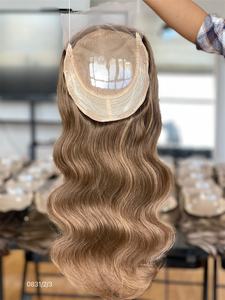 2025 cheveux timides en gros 5*5 dentelle avant + 8*8 Topper cheveux humains Topper perruque 5.0 noeud unique sans colle pour les femmes - Product Image 3