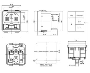 <span class=keywords><strong>Presa</strong></span> AC-02 Tipo Scheda per Montaggio a <span class=keywords><strong>Pannello</strong></span> o <span class=keywords><strong>Presa</strong></span> AC con Scatola Portafusibili - Product Image 5