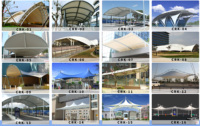 Structure de membrane tendue moderne en PTFE ETFE pour abri de voiture, auvent d'entrée, toit, villa de luxe aux Émirats arabes unis, portail commercial, hôtel, école