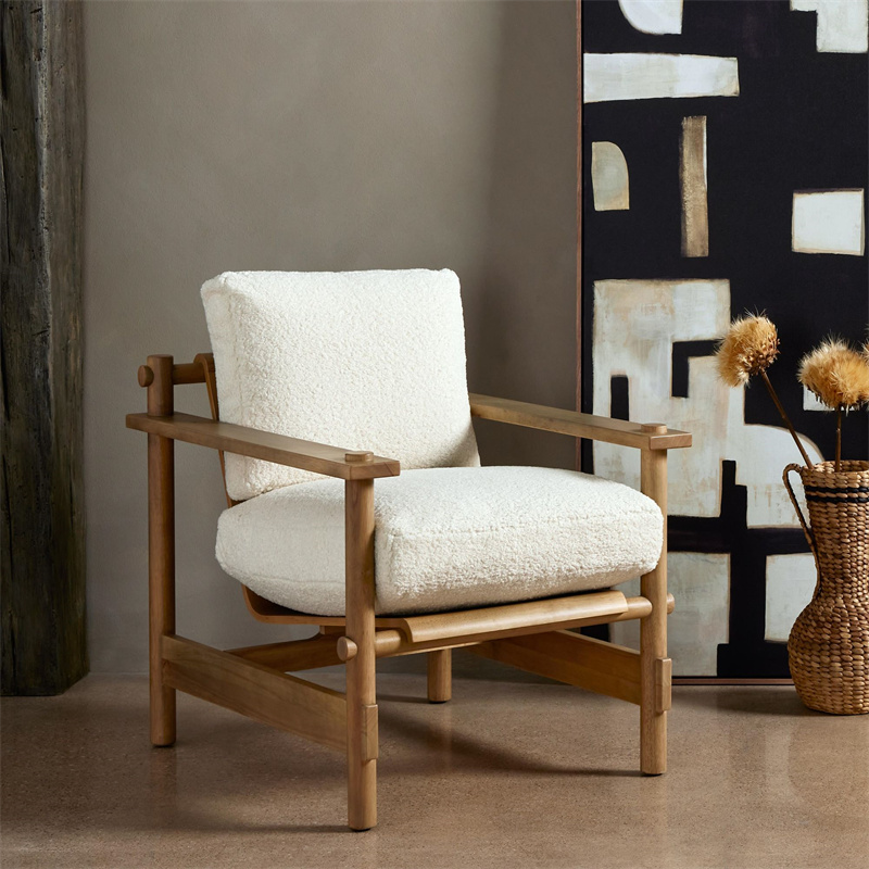 Leisure Wooden Frame Living Room Furniture Upholstered Portable Home Armchair