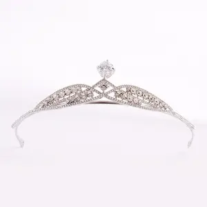 ZGH1078 venta al por mayor de moda elegante corona de diamantes de imitación con circón mujeres diadema Tiaras corona Boda nupcial
