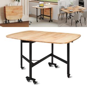 <span class=keywords><strong>Tavolo</strong></span> Pieghevole Multifunzione con Ali <span class=keywords><strong>a</strong></span> Goccia - <span class=keywords><strong>Tavolo</strong></span> da Cucina Pieghevole in Legno da 47" con 6 Ruote - Product Image 2