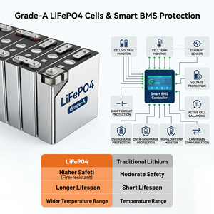 25.6V 200Ah 1P8S 5.12KWH Floor <b>Mounted</b> Split CAN Communication 280Ah 314Ah 7.16kwh Lithium <b>Battery</b> Solar Home System - Product Image 2