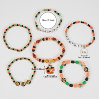 Set de Pulseras de Cuentas de Halloween, Pulseras de Varias Capas con Dijes de Calabaza, Fantasma y Araña, Set de Joyería de Moda