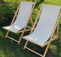 Chaise de plage pliable en bois de haute qualité, mobilier d'extérieur moderne en tissu Oxford avec pieds sabre pour jardin