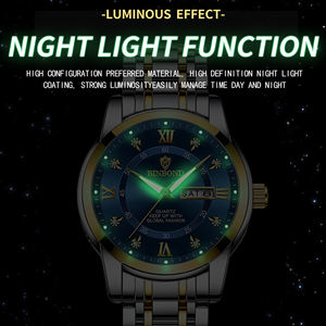 Montre OEM ODM Binbond 7169 à mouvement à quartz, étanche 30M, lumineuse, mode business, double calendrier, sertie de diamants - Product Image 5