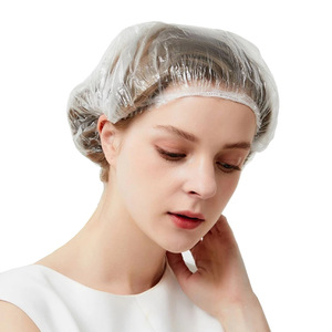 Bonnet de douche jetable transparent en PE épaissi, grande taille, pour hôtel, salon de coiffure, coloration des cheveux - Product Image 2