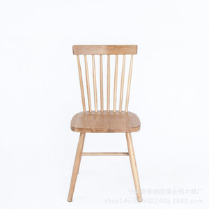 Chaise de salle à manger en bois massif, couleur chêne blanc naturel, style Windsor moderne et minimaliste, design ergonomique pour salle à manger et bureau - Product Image 2